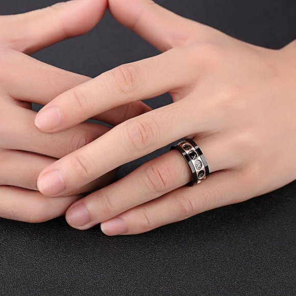 Stainless Steel Roman Numerals Spinner Ring - Picture 6 of 9